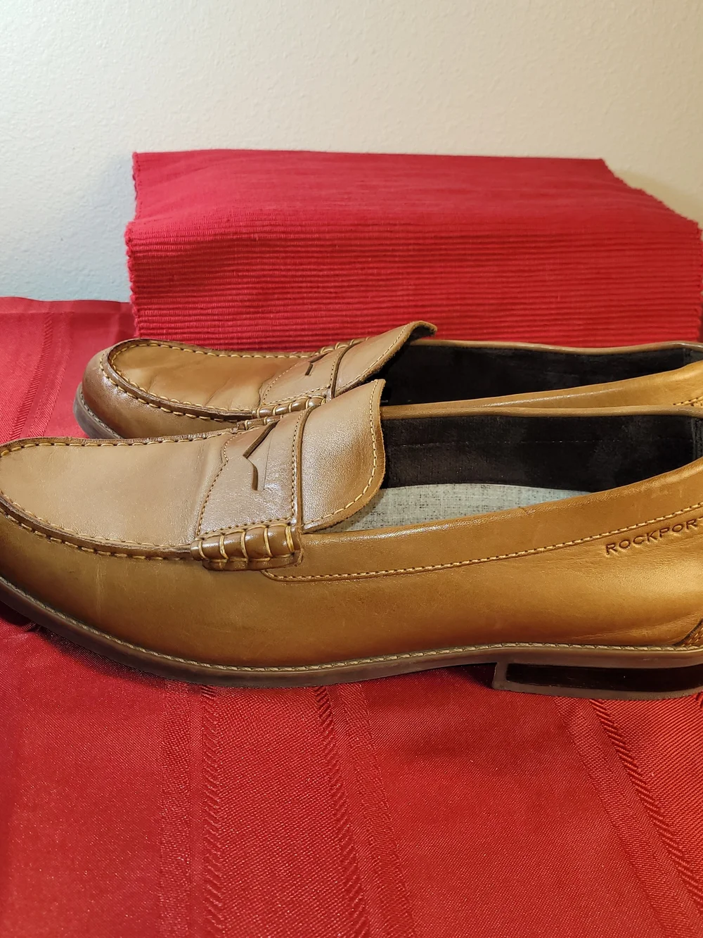Rockport Men's Classic Camel Brown Leather Penny Loafers Size 13